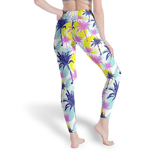 Genérico marca tropical de la selva tropical de la palma de las mujeres de arte polainas de cintura alta yoga pantalones de pilates ropa capris medias para ciclismo blanco l
