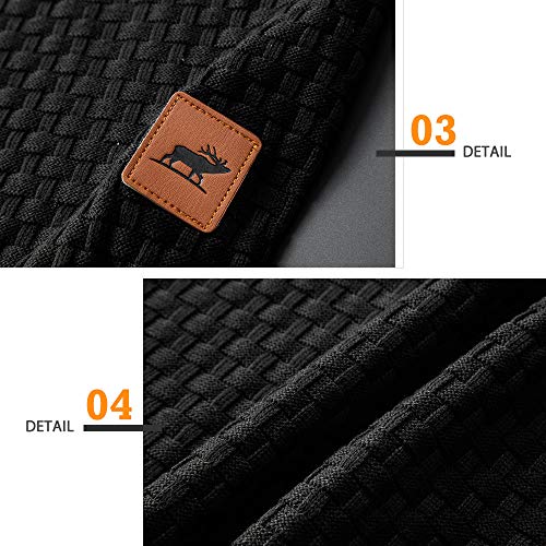 Genfien Sudadera con Capucha de Manga Larga para Hombre Camisetas con Cuello Embudo Cuadros Jacquard de Punto Grueso Casual Deportiva Camisa de Entrenamiento Genfien Sudadera con Capucha de Manga Larga para Hombre Camisetas con Cuello Embudo Cuadros Jacquard de Punto Grueso Casual Deportiva Camisa de Entrenamiento