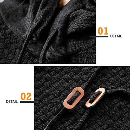 Genfien Sudadera con Capucha de Manga Larga para Hombre Camisetas con Cuello Embudo Cuadros Jacquard de Punto Grueso Casual Deportiva Camisa de Entrenamiento Genfien Sudadera con Capucha de Manga Larga para Hombre Camisetas con Cuello Embudo Cuadros Jacquard de Punto Grueso Casual Deportiva Camisa de Entrenamiento