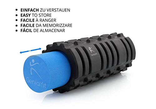 Genialfit 2en1 rodillo de espuma para masaje miofascial de músculos y tejido conectivo, rodillo de espuma para yoga y pilates, el juego incluye el libro electrónico gratuito, dureza media y suave Genialfit 2en1 rodillo de espuma para masaje miofascial de músculos y tejido conectivo, rodillo de espuma para yoga y pilates, el juego incluye el libro electrónico gratuito, dureza media y suave