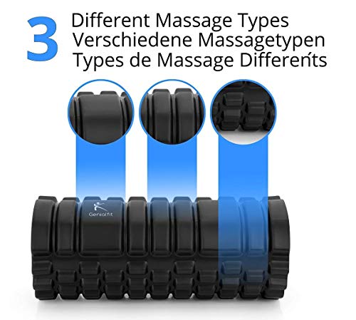 Genialfit 2en1 rodillo de espuma para masaje miofascial de músculos y tejido conectivo, rodillo de espuma para yoga y pilates, el juego incluye el libro electrónico gratuito, dureza media y suave Genialfit 2en1 rodillo de espuma para masaje miofascial de músculos y tejido conectivo, rodillo de espuma para yoga y pilates, el juego incluye el libro electrónico gratuito, dureza media y suave