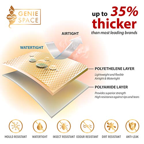 GENIE SPACE - Bolsas de Vacío Premium Increíblemente Fuertes Ahorro de Espacio | 6 x Grande - 80x60cm | Herméticas y Reutilizables | 80% más Espacio | Ropa, Toallas, Ropa de Cama, Edredones y más GENIE SPACE - Bolsas de Vacío Premium Increíblemente Fuertes Ahorro de Espacio | 6 x Grande - 80x60cm | Herméticas y Reutilizables | 80% más Espacio | Ropa, Toallas, Ropa de Cama, Edredones y más