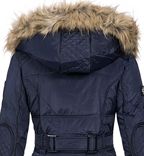 Geographical Norway Belissima - Chaqueta de invierno para mujer con capucha de piel XL azul marino XXL