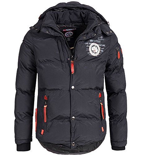 Geographical Norway - Chaqueta acolchada de invierno para hombre, con capucha Negro L Geographical Norway - Chaqueta acolchada de invierno para hombre, con capucha Negro L