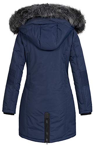 Geographical Norway - Chaqueta Coracle/Coraly de invierno para mujer con capucha de pelo, XL Navy II. M