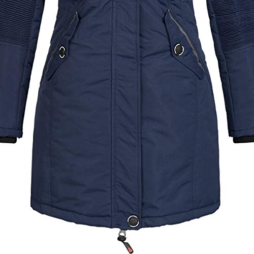 Geographical Norway - Chaqueta Coracle/Coraly de invierno para mujer con capucha de pelo, XL Navy II. M Geographical Norway - Chaqueta Coracle/Coraly de invierno para mujer con capucha de pelo, XL Navy II. M