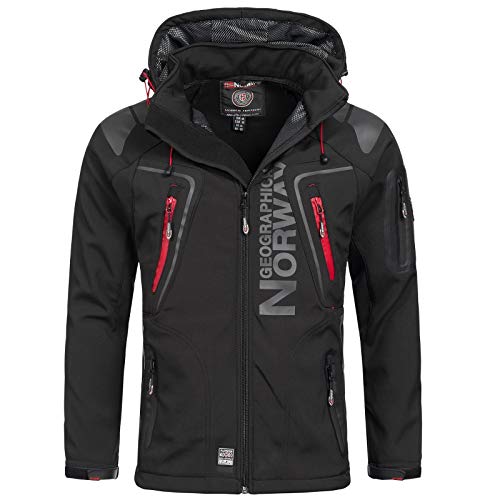 Geographical Norway - Chaqueta cortavientos para hombre, modelo: Techno, chaqueta de entretiempo con capucha, impermeable y funcional, anorak para exterior, vacaciones, otoño, invierno Negro XL Geographical Norway - Chaqueta cortavientos para hombre, modelo: Techno, chaqueta de entretiempo con capucha, impermeable y funcional, anorak para exterior, vacaciones, otoño, invierno Negro XL