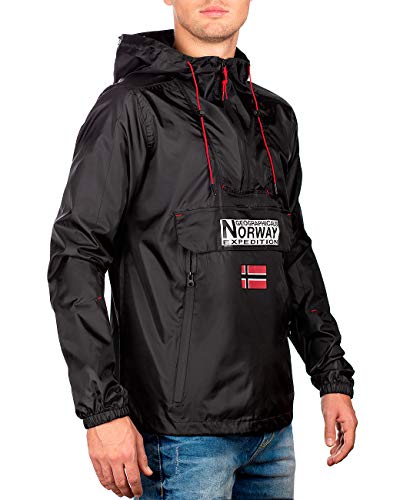 Geographical Norway Chaqueta cortavientos para hombre Negro XL