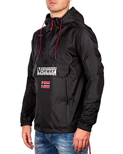 Geographical Norway Chaqueta cortavientos para hombre Negro XL