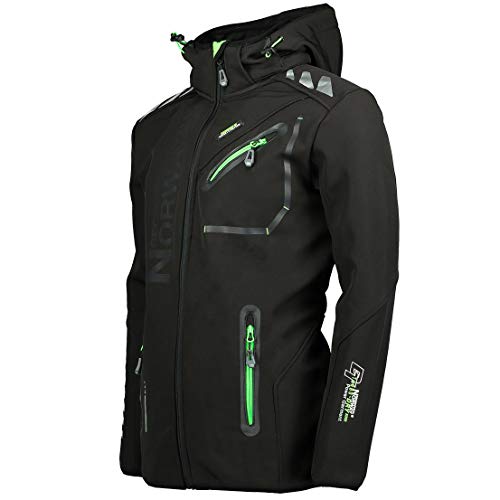 Geographical Norway - Chaqueta Rainman Turbo-Dry para hombre con tejido softshell y capucha Negro M