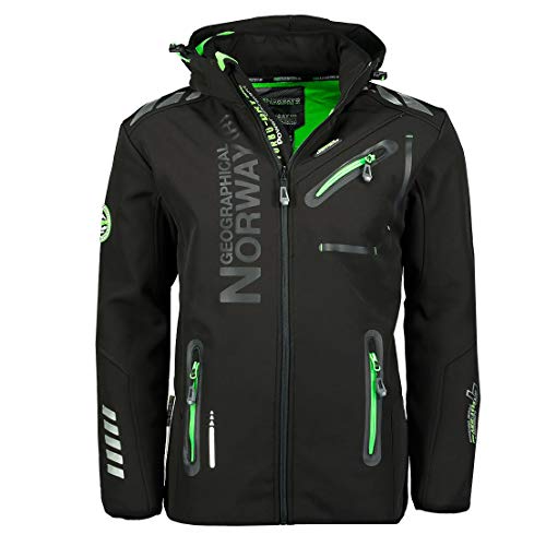 Geographical Norway - Chaqueta Rainman Turbo-Dry para hombre con tejido softshell y capucha Negro M