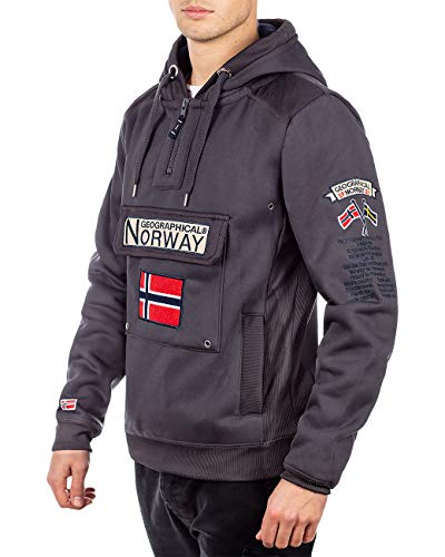Geographical Norway Sudadera con capucha para hombre gris oscuro L Geographical Norway Sudadera con capucha para hombre gris oscuro L