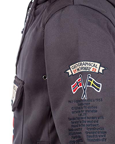 Geographical Norway Sudadera con capucha para hombre gris oscuro L Geographical Norway Sudadera con capucha para hombre gris oscuro L