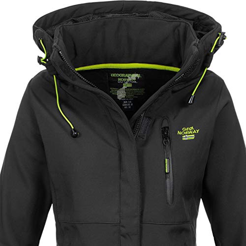 Geographical Norway Touna B - Chaqueta de tejido softshell con capucha para mujer Negro XL