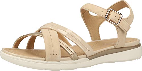 Geox D Sandal Hiver A, Sandalias con Punta Abierta para Mujer, Beige (Sand/Champagne C5zb5), 39 EU