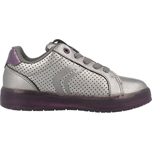 Geox J KOMMODOR Girl A, Zapatillas Niñas, Plateado (Dk Silver/Prune), 34 EU