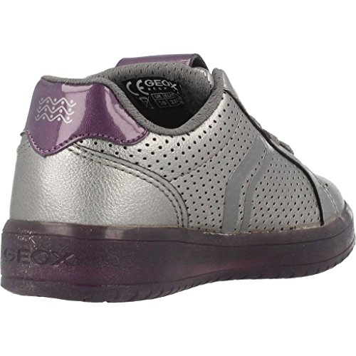 Geox J KOMMODOR Girl A, Zapatillas Niñas, Plateado (Dk Silver/Prune), 34 EU