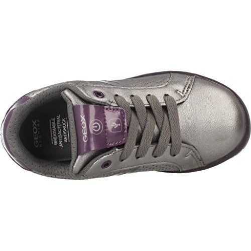 Geox J KOMMODOR Girl A, Zapatillas Niñas, Plateado (Dk Silver/Prune), 34 EU