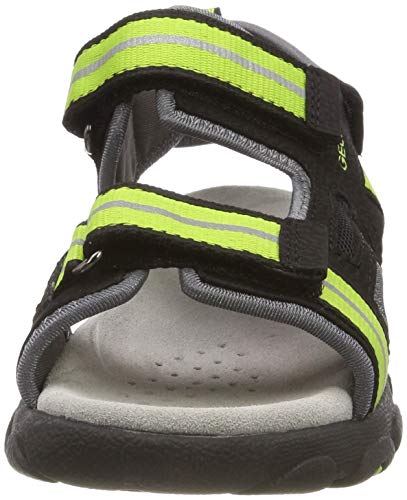 Geox JR Sandal Strada A, Sandalias con Punta Abierta Niños, Black (Black/Lime Green C9b3s), 28 EU