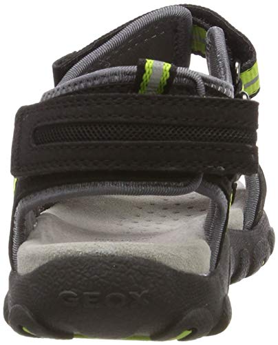 Geox JR Sandal Strada A, Sandalias con Punta Abierta Niños, Black (Black/Lime Green C9b3s), 28 EU