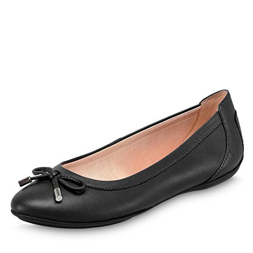 Geox Mujer Bailarinas Charlene,señora Bailarinas clásicas,Planos,Planos,Zapatos del Verano,Elegante,en Lazo,Removable Insole,Schwarz,39 EU/6 UK