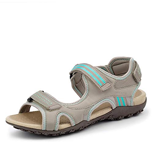 Geox Mujer Sandalias de Vestir Donna Sandal STREL, señora Sandalias de Exterior,Sandalias Deportivas,Zapatos de Verano,Grau,38 EU / 5 UK