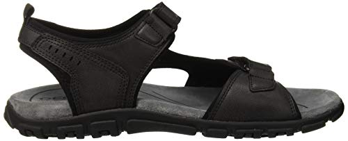 Geox UOMO Sandal Strada A, Sandalias con Punta Abierta Hombre, Black (Black C9999), 45 EU