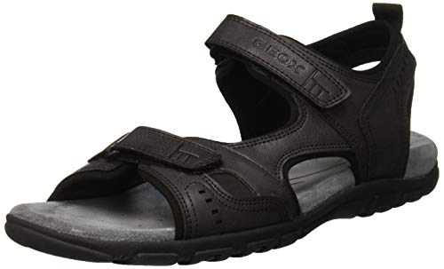 Geox UOMO Sandal Strada A, Sandalias con Punta Abierta Hombre, Black (Black C9999), 45 EU