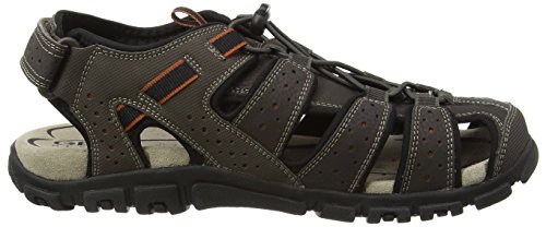 Geox UOMO Sandal Strada B, Sandalias Punta Cerrada Hombre, MARRÃFÂ³N (DK Coffee), 46 EU