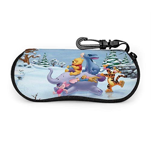 GERERIC Estuche Para Las Gafas,Jumping Tiger Y Winnie The Pooh Funda Portátil Caja Para Gafas De Sol,Funda De Neopreno Con Cremallera,Estuche Plegable De Gafas