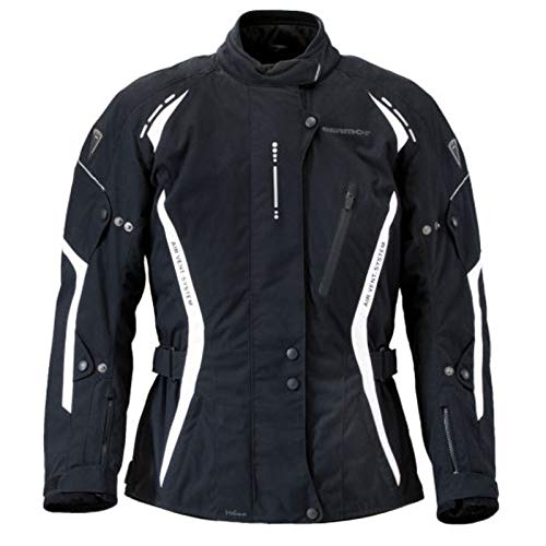 Germot Melina Damen Textiljacke Reflektierend Taschen Motorrad Hochwertig Bike Wasserdicht, 043500, Farbe Schwarz Weiß, Größe 44 Germot Melina Damen Textiljacke Reflektierend Taschen Motorrad Hochwertig Bike Wasserdicht, 043500, Farbe Schwarz Weiß, Größe 44