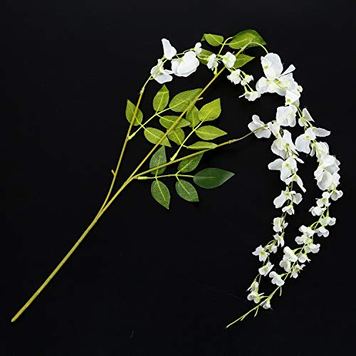 Gesh Flores artificiales de seda para colgar en bodas, 6 piezas, color blanco