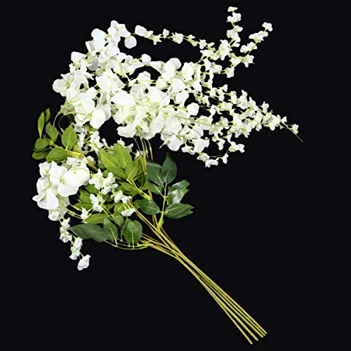 Gesh Flores artificiales de seda para colgar en bodas, 6 piezas, color blanco Gesh Flores artificiales de seda para colgar en bodas, 6 piezas, color blanco