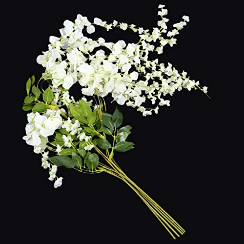 Gesh Flores artificiales de seda para colgar en bodas, 6 piezas, color blanco