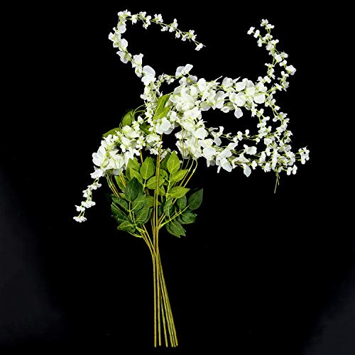 Gesh Flores artificiales de seda para colgar en bodas, 6 piezas, color blanco Gesh Flores artificiales de seda para colgar en bodas, 6 piezas, color blanco