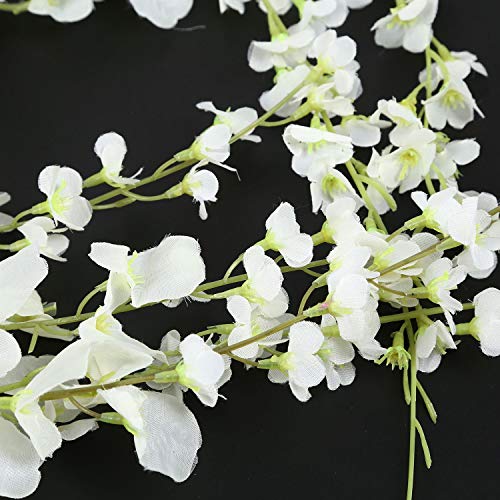 Gesh Flores artificiales de seda para colgar en bodas, 6 piezas, color blanco Gesh Flores artificiales de seda para colgar en bodas, 6 piezas, color blanco