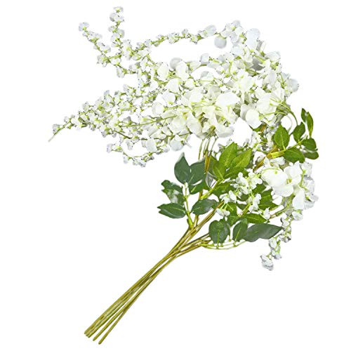 Gesh Flores artificiales de seda para colgar en bodas, 6 piezas, color blanco Gesh Flores artificiales de seda para colgar en bodas, 6 piezas, color blanco