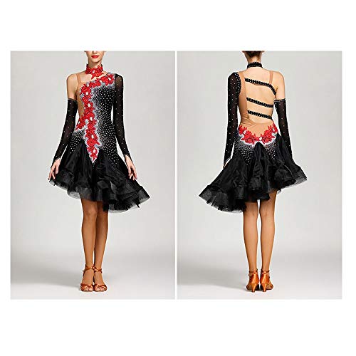 GFBVC Traje de Danza contemporánea Actuación Competición Mujeres sin Respaldo Volante de Baile Latino Vestido Floral Diamante asimétrico salón de Baile Dancewear Vestuario teatral Bailar GFBVC Traje de Danza contemporánea Actuación Competición Mujeres sin Respaldo Volante de Baile Latino Vestido Floral Diamante asimétrico salón de Baile Dancewear Vestuario teatral Bailar