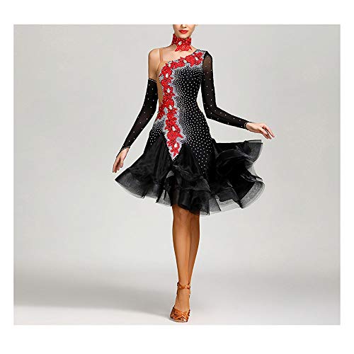 GFBVC Traje de Danza contemporánea Actuación Competición Mujeres sin Respaldo Volante de Baile Latino Vestido Floral Diamante asimétrico salón de Baile Dancewear Vestuario teatral Bailar GFBVC Traje de Danza contemporánea Actuación Competición Mujeres sin Respaldo Volante de Baile Latino Vestido Floral Diamante asimétrico salón de Baile Dancewear Vestuario teatral Bailar