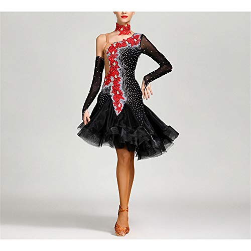 GFBVC Traje de Danza contemporánea Actuación Competición Mujeres sin Respaldo Volante de Baile Latino Vestido Floral Diamante asimétrico salón de Baile Dancewear Vestuario teatral Bailar GFBVC Traje de Danza contemporánea Actuación Competición Mujeres sin Respaldo Volante de Baile Latino Vestido Floral Diamante asimétrico salón de Baile Dancewear Vestuario teatral Bailar