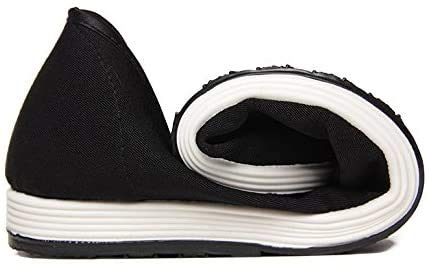 GFKD Zapatos de Kung Fu Zapatillas Artes Marciales Tai Chi con Capas cojín Suave y Zapatos de Suela de Goma Chinos Negro (Elegir un tamaño más Grande de lo Habitual), 7.5UK
