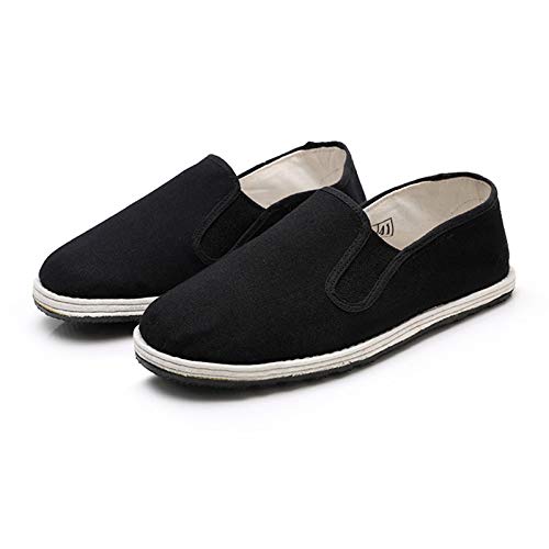 GFKD Zapatos de Kung Fu Zapatillas Artes Marciales Tai Chi con Capas cojín Suave y Zapatos de Suela de Goma Chinos Negro (Elegir un tamaño más Grande de lo Habitual), 7.5UK