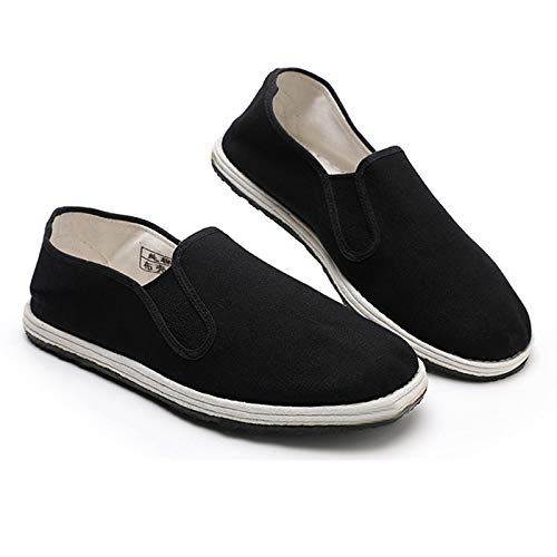 GFKD Zapatos de Kung Fu Zapatillas Artes Marciales Tai Chi con Capas cojín Suave y Zapatos de Suela de Goma Chinos Negro (Elegir un tamaño más Grande de lo Habitual), 7.5UK