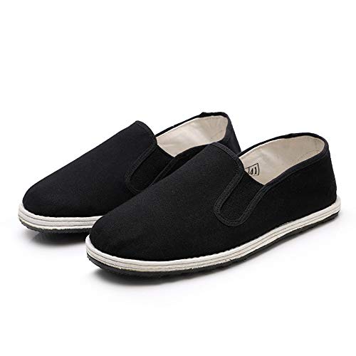 GFKD Zapatos de Kung Fu Zapatillas Artes Marciales Tai Chi con Capas cojín Suave y Zapatos de Suela de Goma Chinos Negro (Elegir un tamaño más Grande de lo Habitual), 7.5UK