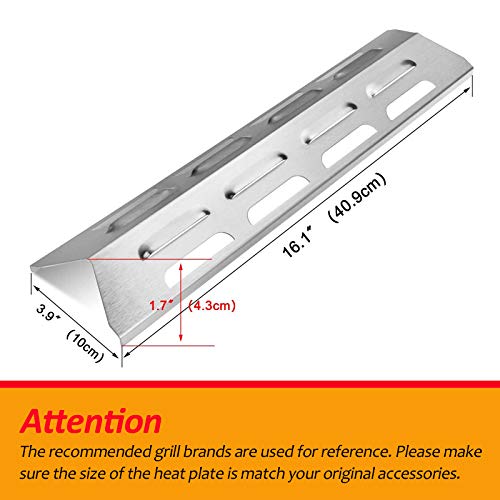 GFTIME Placa de Calor Barbacoa de Gas Piezas de Repuesto para Select Gas Grill Models by Kenmore, Master Forge, Flame Y Otros Parrilla Barbacoa Acero Inoxidable BBQ Reemplazo(4 Piezas)