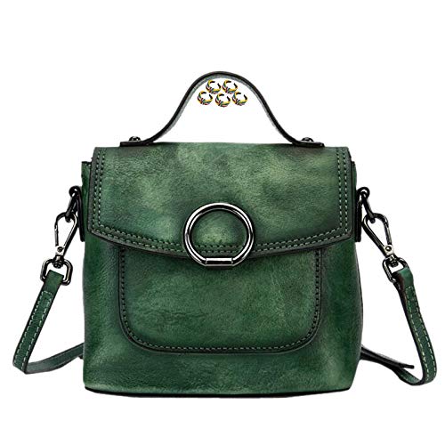 GGLZMMF Bolsos De Las Señoras De Cuero De La Vendimia Bolsas De Hombro Hechos A Mano Bolsas De Mensajero De Gran Capacidad Amarillo + Marrón Rojo Oscuro Verde Gris + Azul Green-OneSize