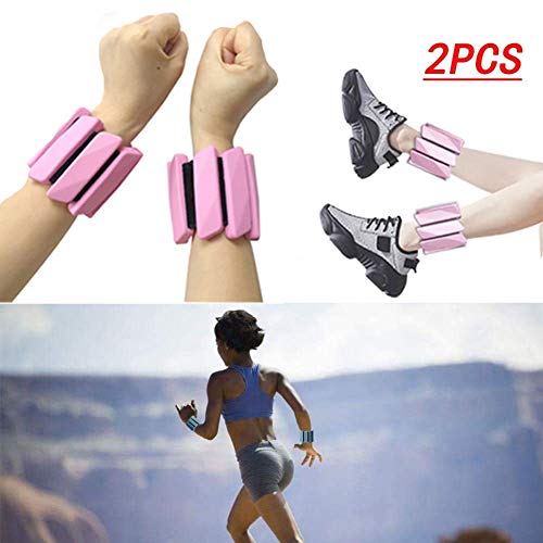 GHH 2 Piezas Pesas Tobillo Lastres de muñecas para Hombres y Mujeres, Ejercicio Ajustable Correa de Tobillo para Ejercicio, Ejercicio, Caminar, Footing, Gimnasia, Aeróbic,Rosado