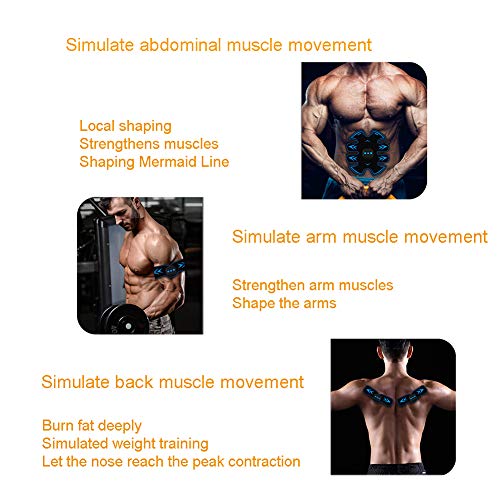GHH EMS Electroestimulador Muscular Abdominale Cinturón ABS Estimulador Muscular tóner Muscular, 10 Modos y 15 Niveles de Intensidad para Abdomen/Cintura/Pierna/Brazo