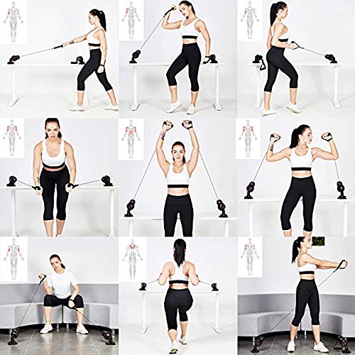 GHH Multifunción Bandas elásticas de Pilates con ventosas 1.7m Biceps Triceps Cuerda 2,5-7,5 kg Ajustable Correas De Suspension,Black Orange