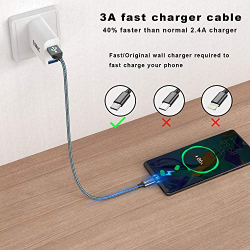 GIANAC Cable USB Tipo C, 2Pack [2M+2M] 3A Cargador Tipo C Nylon Carga Rápida y Sincronización Cable USB C para Galaxy S10/S9/S8 Note9, Xiaomi Mi A2/A1, Huawei P30/P20/Mate20, Xperia XZ